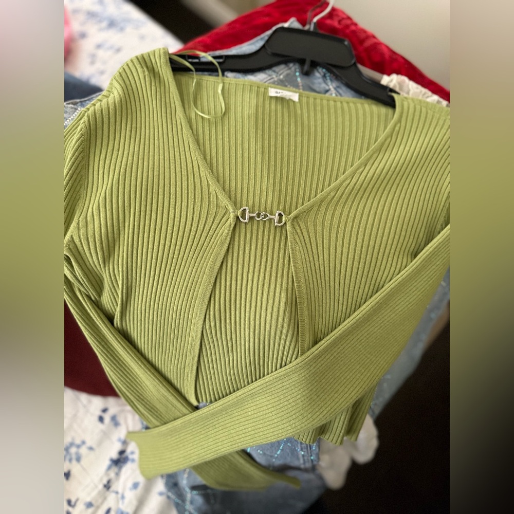 Garage Olive Green Ribbed Crop Top